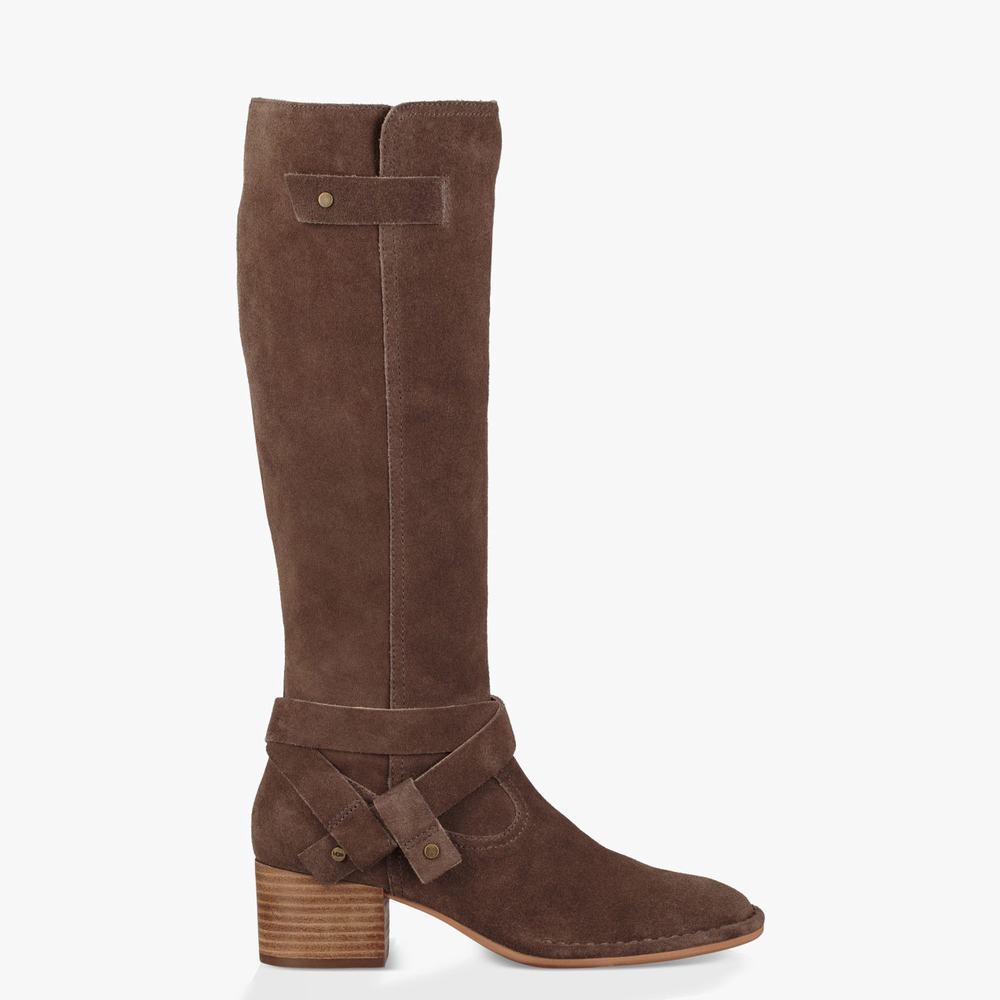 Bottes Hautes UGG Bandara Suede Femme Marron Soldes 488TKCGS